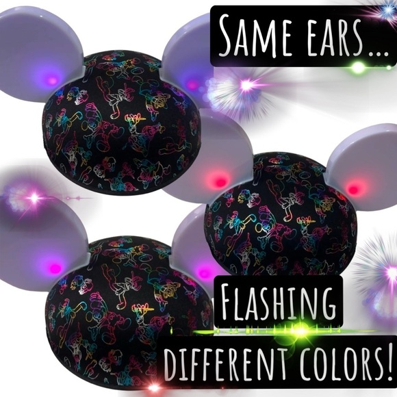 Disney Parks Flashing Light Up Mouse Ear Hat Glow with the Show Multicolor Adult - Picture 6 of 16